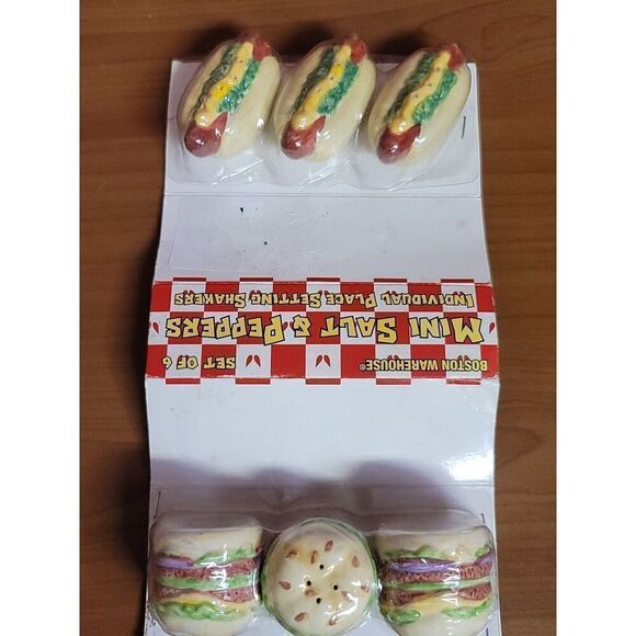 Salt & Pepper Shaker Set Hamburger & Hotdog Boston Warehouse #A31 - Picture 2 of 6